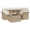 5-delat Trädgårdsoff Set med Kuddar Beige Poly rotting vidaXL Medium – miniatyr 1