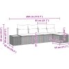 5-delat trädgårdsoff-set med kuddar grå poly rattan akacia vidaXL 294 x 117 x 69 cm – miniatyr 8