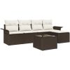 5-delat trädgårdsoff-set med kuddar grå poly rattan vidaXL 55 x 55 x 37 cm – miniatyr 2