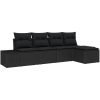 5-delat trädgårdsoff set med kuddar svart poly rattan vidaXL 294 x 117 x 85 cm – miniatyr 2