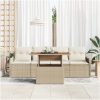 5-delat Trädgårdsoffaset med kuddar Beige Poly Rottning vidaXL Medium – miniatyr 3