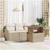 5-delat Trädgårdsoffaset med kuddar Beige Poly Rottning vidaXL Medium – miniatyr 1