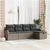5-delat Trädgårdsoffaset med Kuddar Grå Poly Rattan vidaXL 234 x 117 x 85 cm – miniatyr 1
