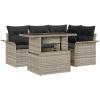 5-delat trädgårdsoffaset med kuddar, ljusgrå poly rattan vidaXL Medium – miniatyr 1