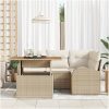 5-delat trädgårdsoffasett med kuddar Beige Poly Rattan vidaXL Standard – miniatyr 3