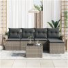 5-delat trädgårdsoffs-set med kuddar svart poly rattan vidaXL 55 x 55 x 37 cm – miniatyr 3