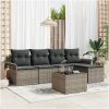 5-delat trädgårdsoffs-set med kuddar svart poly rattan vidaXL 55 x 55 x 37 cm – miniatyr 1