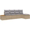 5-delat trädgårdsoffset med dynor Beige Poly Rattan Akacia vidaXL 294 x 117 x 69 cm – miniatyr 2