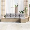 5-delat trädgårdsoffset med dynor Beige Poly Rattan Akacia vidaXL 294 x 117 x 69 cm – miniatyr 3