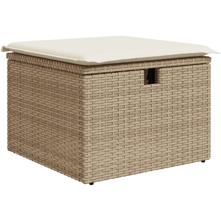 5-delat trädgårdsoffset med dynor beige poly Rattan vidaXL Stor – bild 6