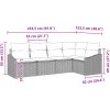 5-delat trädgårdsoffset med dynor svart polyrotting vidaXL 233.5 x 123.5 x 85 cm – miniatyr 8