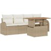 5-delat Trädgårdsoffset med kuddar Beige Poly Rottning vidaXL Stor – miniatyr 2