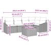 5-delat trädgårdsoffset med kuddar Brown Poly Rattan vidaXL 233.5 x 123.5 x 85 cm – miniatyr 9