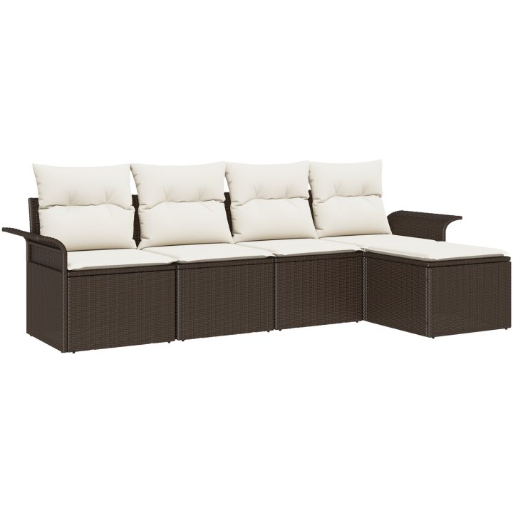 5-delat trädgårdsoffset med kuddar brun poly rattan vidaXL 251 x 117 x 85 cm – bild 2