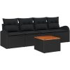5-delat Trädgårdsoffset med Kuddar Svart Poly Rattan Akacia vidaXL 55 x 55 x 37 cm – miniatyr 2