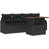 5-delat Trädgårdsoffset med kuddar Svart Poly Rattan vidaXL Medium, 121 x 62 x 69 cm – miniatyr 2