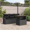 5-delat Trädgårdsoffset med kuddar Svart Poly Rattan vidaXL Medium, 121 x 62 x 69 cm – miniatyr 1