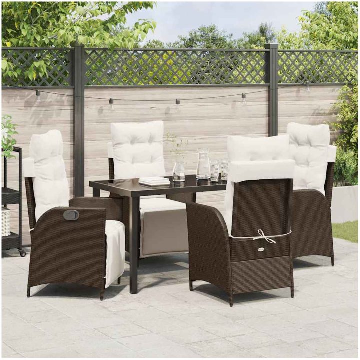 5-delat trädgårdsserveringsset i brunt poly-rattan vidaXL Standard – bild 4