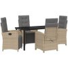5-delat trädgårdsserveringsset med kuddar beige poly rotting vidaXL 4 - Sits – miniatyr 2