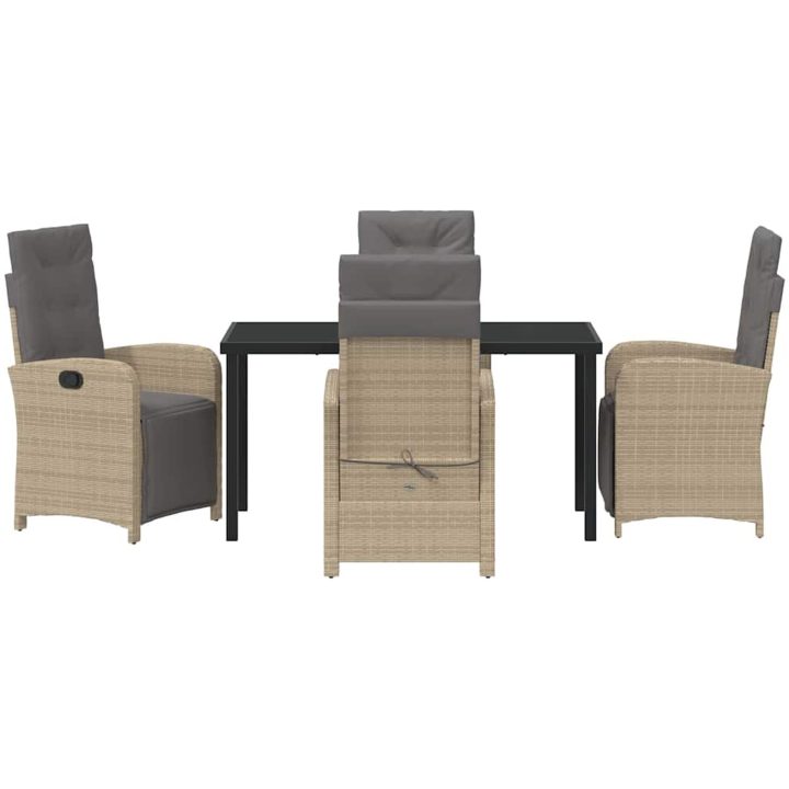5-delat trädgårdsserveringsset med kuddar beige poly rotting vidaXL 4 - Sits – bild 7