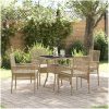 5-delat Trädgårdsset Beige Poly Rattan vidaXL 80 x 80 x 75 cm – miniatyr 1