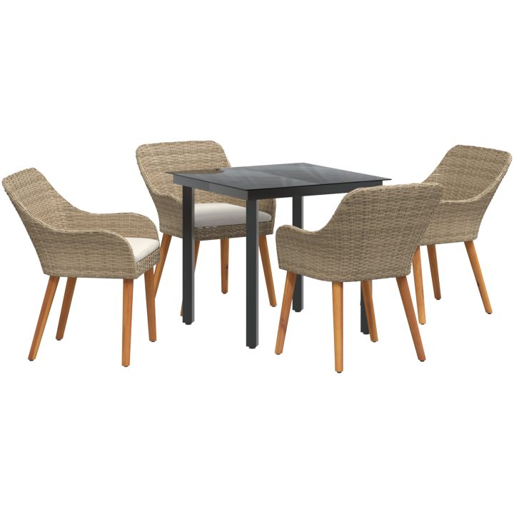 5-delat Trädgårdsset Beige Poly Rotting vidaXL 80 x 80 x 74 cm – bild 2