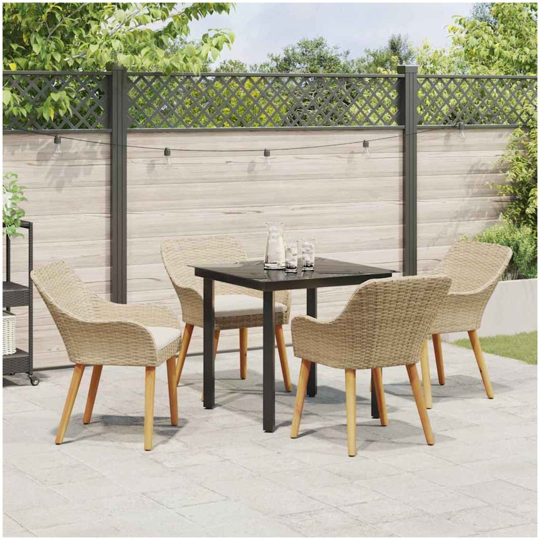 5-delat Trädgårdsset Beige Poly Rotting vidaXL 80 x 80 x 74 cm – bild 4