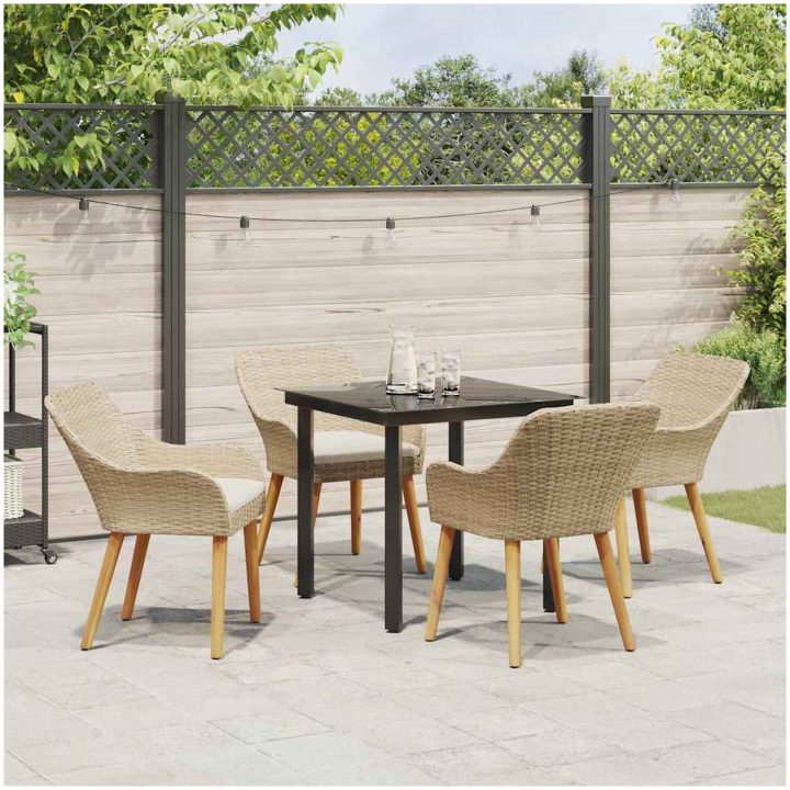 5-delat Trädgårdsset Beige Poly Rotting vidaXL 80 x 80 x 74 cm – bild 4
