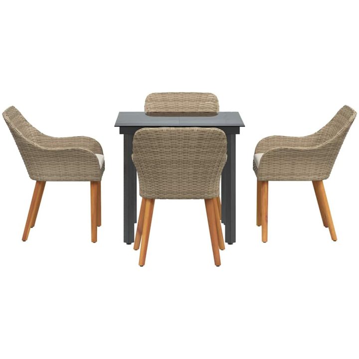 5-delat Trädgårdsset Beige Poly Rotting vidaXL 80 x 80 x 74 cm – bild 7