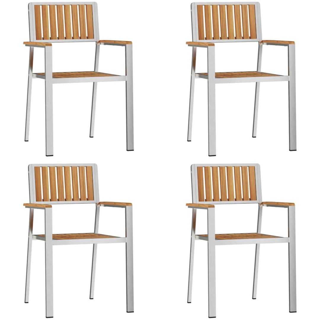 5-delat Trädgårdsset för mat Massivt Teakträ vidaXL 150 cm bordslängd – bild 6