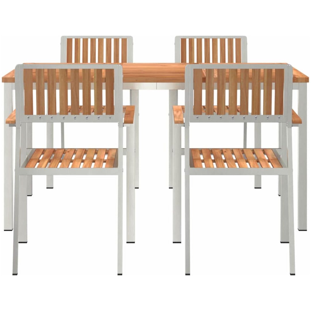 5-delat Trädgårdsset för mat Massivt Teakträ vidaXL 150 cm bordslängd – bild 7