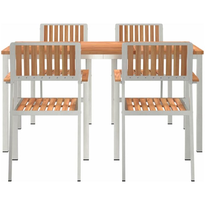 5-delat Trädgårdsset för mat Massivt Teakträ vidaXL 150 cm bordslängd – bild 7