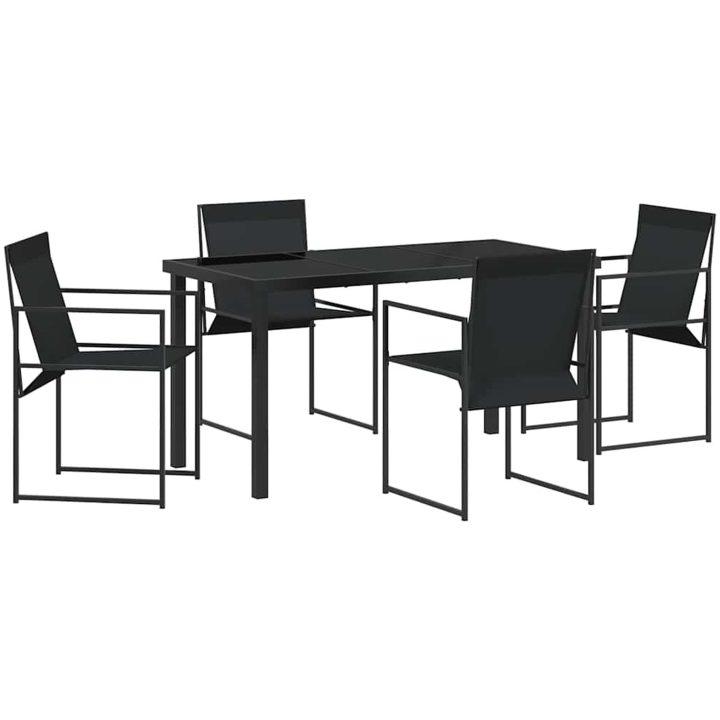5-delat Trädgårdsset i svart Textilene och stål vidaXL 140 x 70 x 73 cm – bild 2