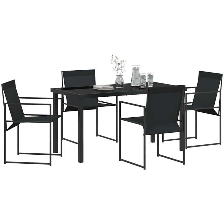5-delat Trädgårdsset i svart Textilene och stål vidaXL 140 x 70 x 73 cm – bild 3