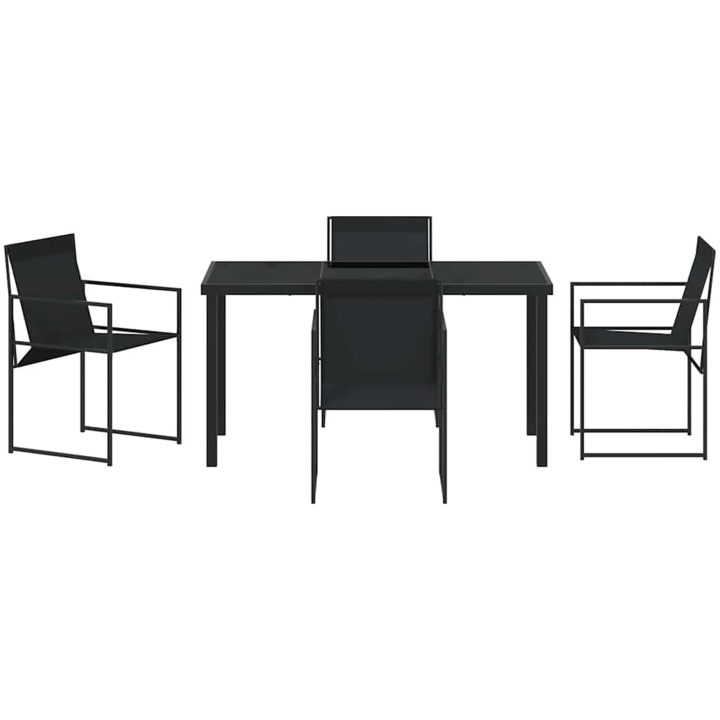 5-delat Trädgårdsset i svart Textilene och stål vidaXL 140 x 70 x 73 cm – bild 6