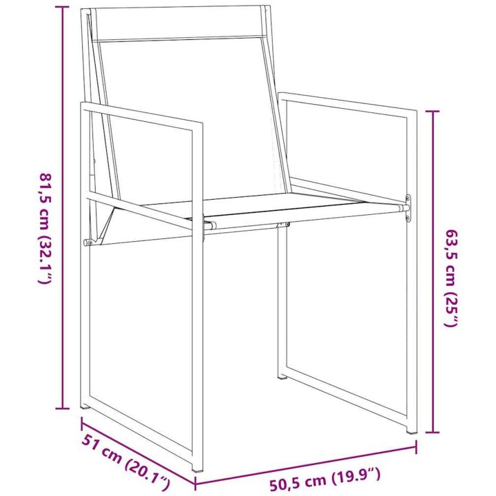 5-delat Trädgårdsset i svart Textilene och stål vidaXL 140 x 70 x 73 cm – bild 9