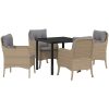 5-delat trädgårdsset med kuddar beige poly rattan vidaXL 80 x 80 x 73 cm – miniatyr 2