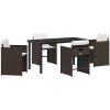 5-delat trädgårdsset med kuddar brun poly-konstrotting vidaXL 140 x 70 x 73 cm – miniatyr 2