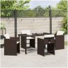 5-delat trädgårdsset med kuddar brun poly-konstrotting vidaXL 140 x 70 x 73 cm – miniatyr 4