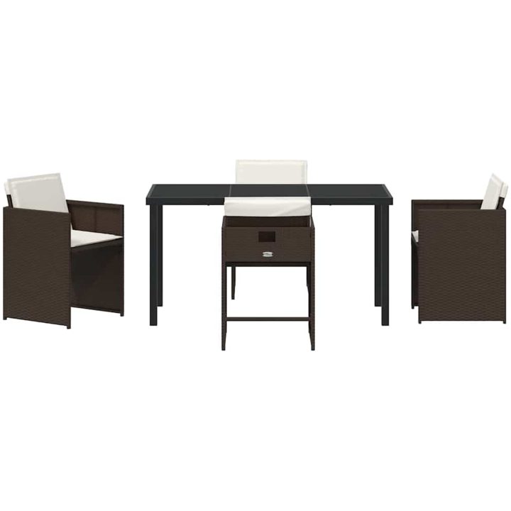 5-delat trädgårdsset med kuddar brun poly-konstrotting vidaXL 140 x 70 x 73 cm – bild 7