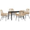 5-delat trädgårdsset med kuddar, brun poly rattan vidaXL 140 x 80 x 73 cm – miniatyr 2