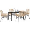 5-delat trädgårdsset med kuddar, brun poly rattan vidaXL 140 x 80 x 73 cm – miniatyr 3