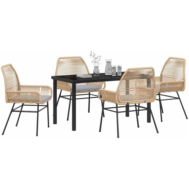 5-delat trädgårdsset med kuddar, brun poly rattan vidaXL 140 x 80 x 73 cm – bild 3