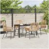 5-delat trädgårdsset med kuddar, brun poly rattan vidaXL 140 x 80 x 73 cm – miniatyr 4