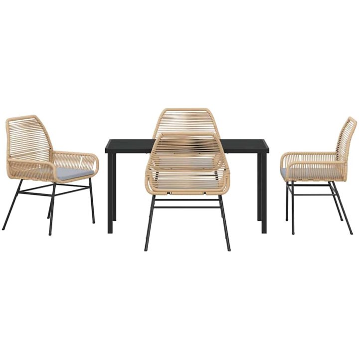 5-delat trädgårdsset med kuddar, brun poly rattan vidaXL 140 x 80 x 73 cm – bild 7