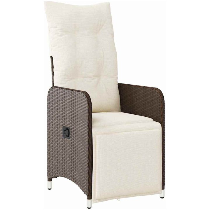 5-delat trädgårdsset med kuddar Brun Poly Rattan vidaXL 4 stolar med bord – bild 5