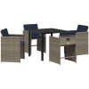 5-delat Trädgårdsset med Kuddar Grå Poly Rattan vidaXL 4 - Sits – miniatyr 2