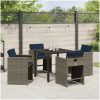 5-delat Trädgårdsset med Kuddar Grå Poly Rattan vidaXL 4 - Sits – miniatyr 4
