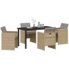5-delat trädgårdsset med kuddar i beige polyrottning vidaXL 140 x 70 x 73 cm – miniatyr 3
