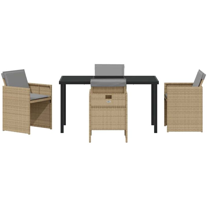 5-delat trädgårdsset med kuddar i beige polyrottning vidaXL 140 x 70 x 73 cm – bild 7